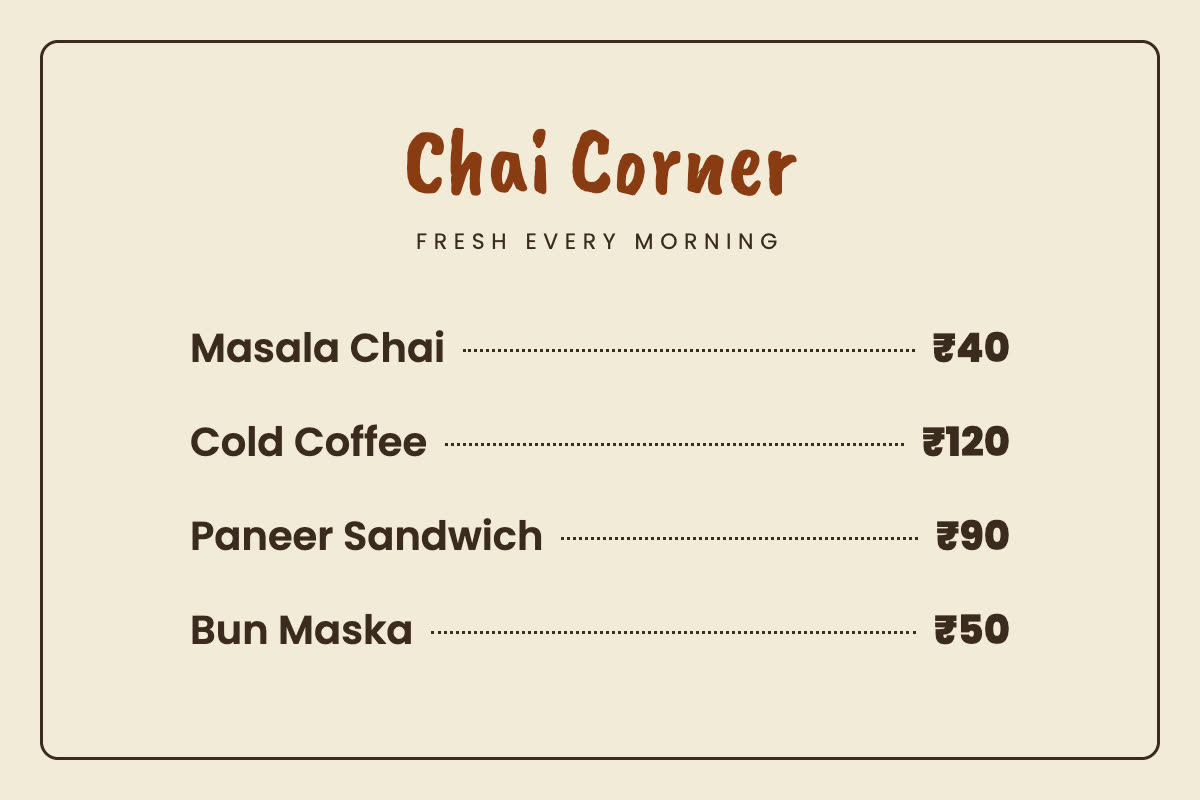 Café menu
